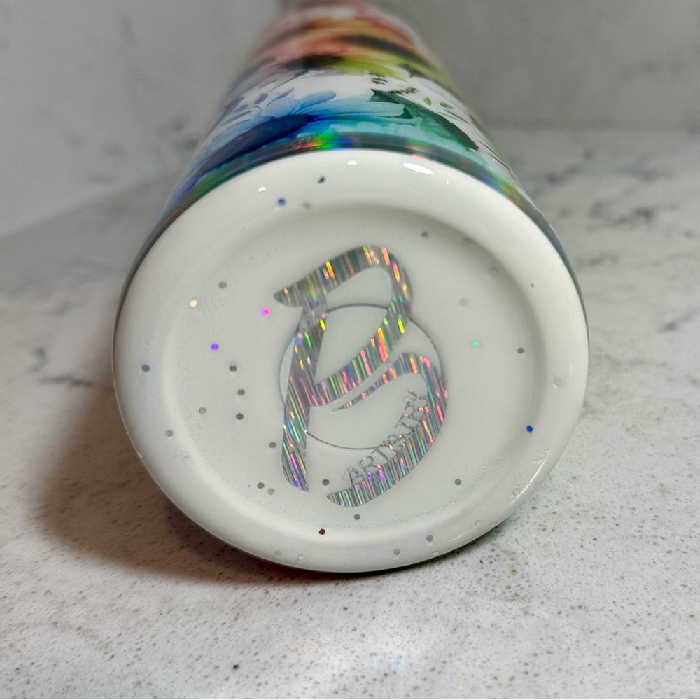 NEW-Handmade Epoxy 20oz Tumbler Bright Rainbow Daisys - Picture 5 of 7